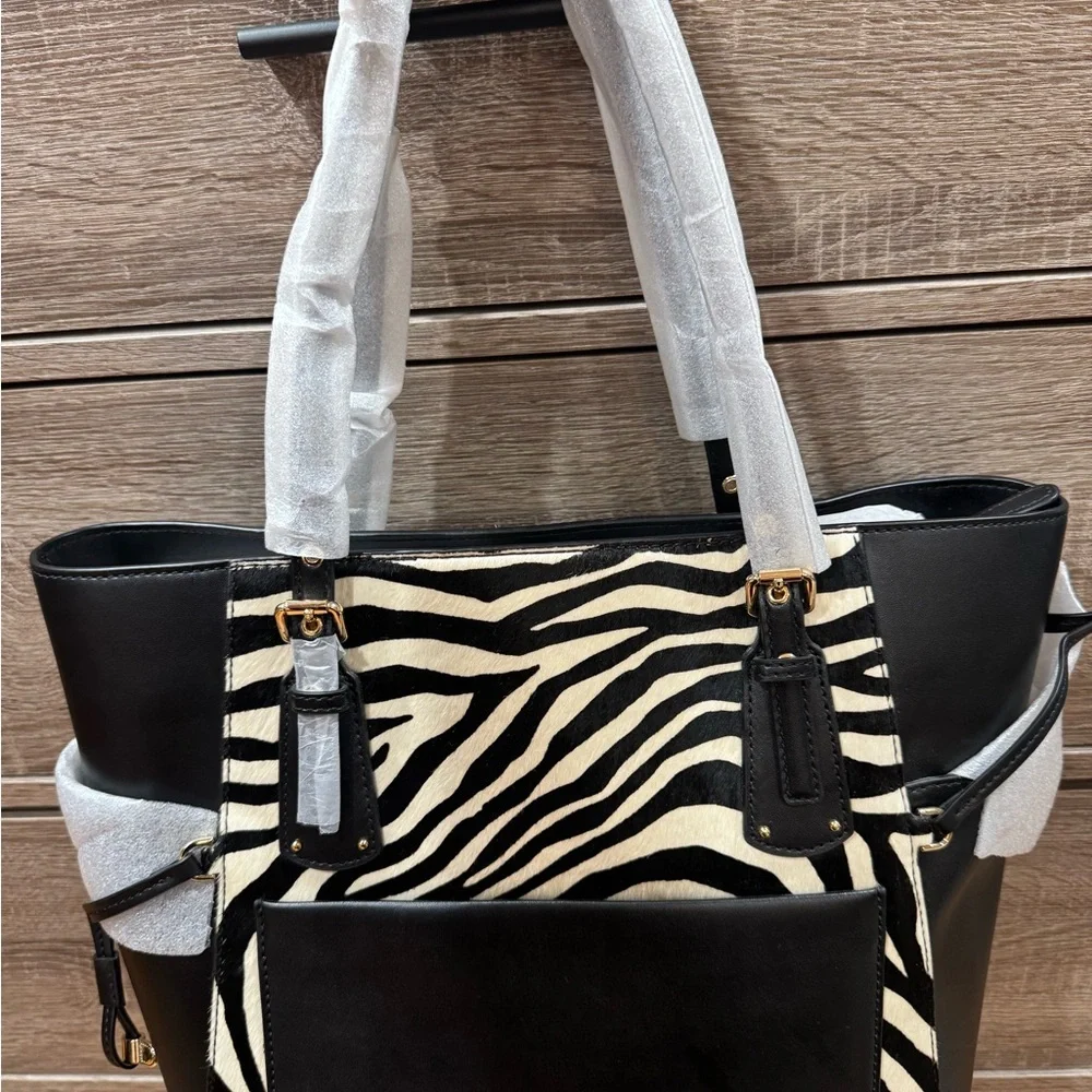 Michael Kors Zebra Print Black and White Tote - Picture 2 of 5